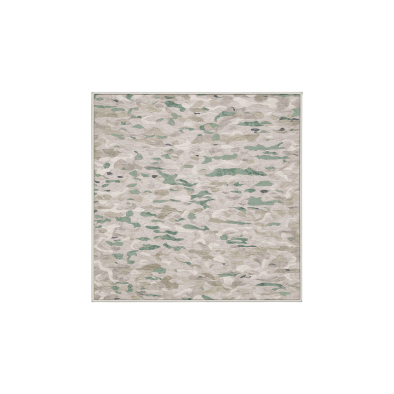 Machine Washable Beige Area Rug, Square 6'