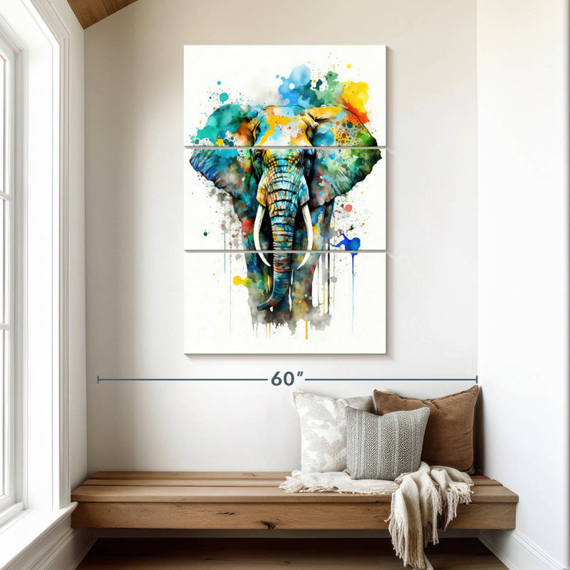 Brampt Elephant Watercolor, 50" H x 32" W