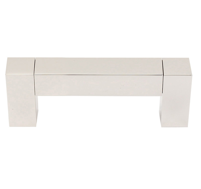 Block 3" Center to Center Bar Pull, Polished Nickel, 4''