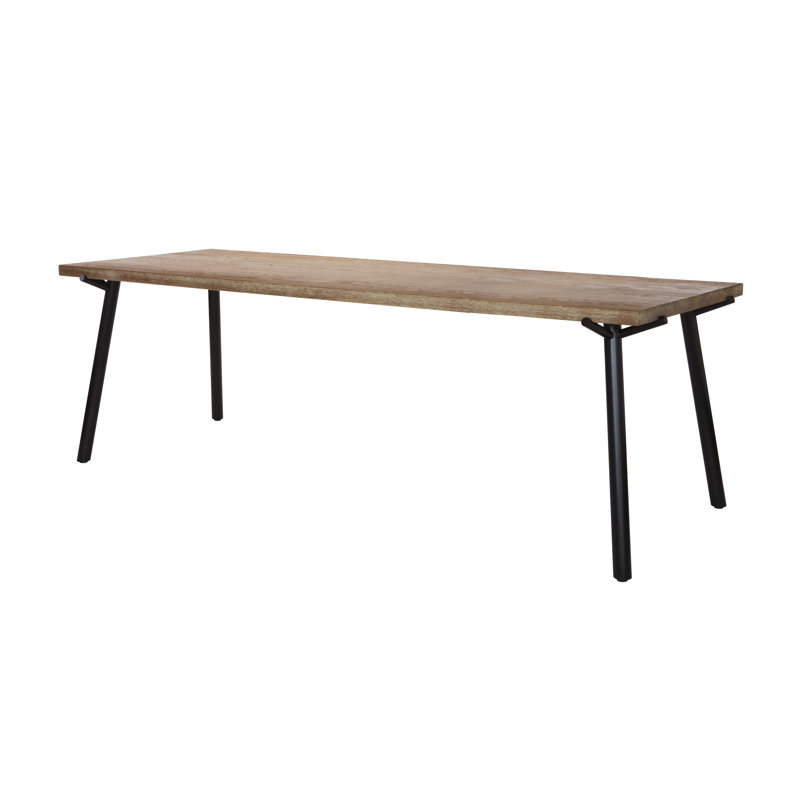 Branch Oak Solid Wood Top Dining Table, 33" W x 91" L, Black, Oak