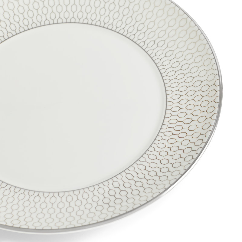 Gio Platinum 5-Piece White Porcelain Dinnerware Set