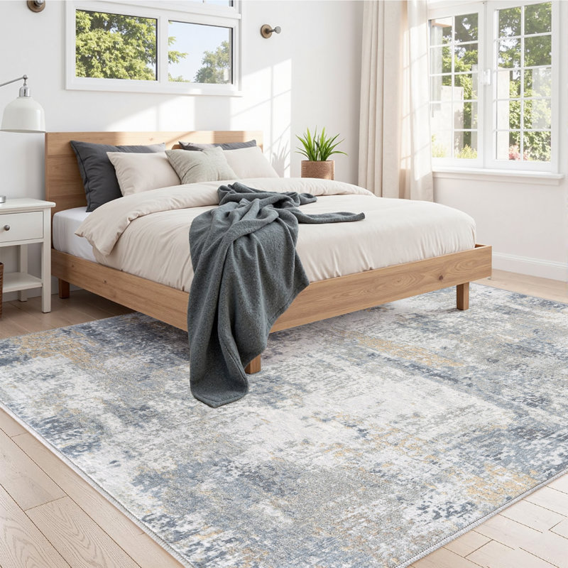 Tapis moderne lavable à la machine avec envers antidérapant, Rectangle 9 pi x 12 pi