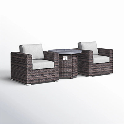 Ensemble modulaire de canapé de patio en rotin 3 pièces avec coussins