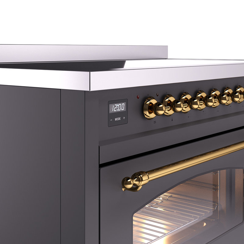 ILVE Nostalgie II 48 in Induction Range, Graphite Matte/Brass