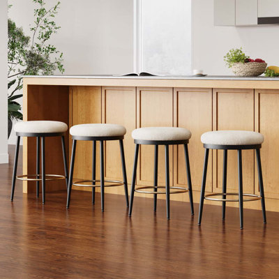Farmhouse Upholstered Wood Counter Stools