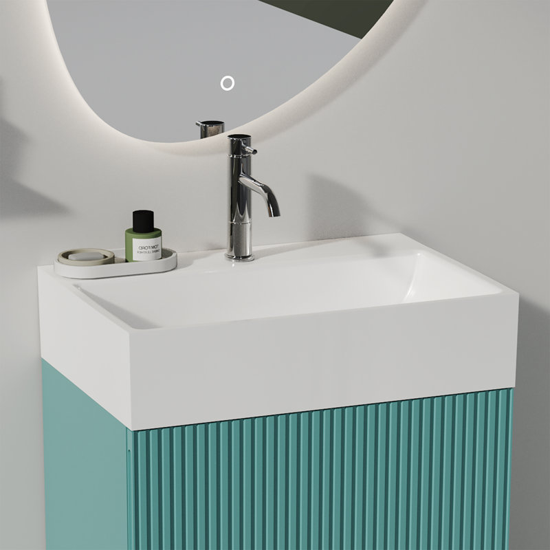 Lavabo de salle de bain intégré en céramique avec trop-plein et trou de robinet 20 po x 14 po