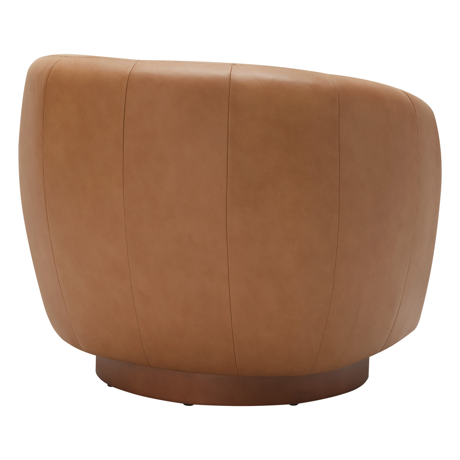 Marcy Genuine Leather Swivel Barrel Chair, Aline Butternut Top Grain Leather