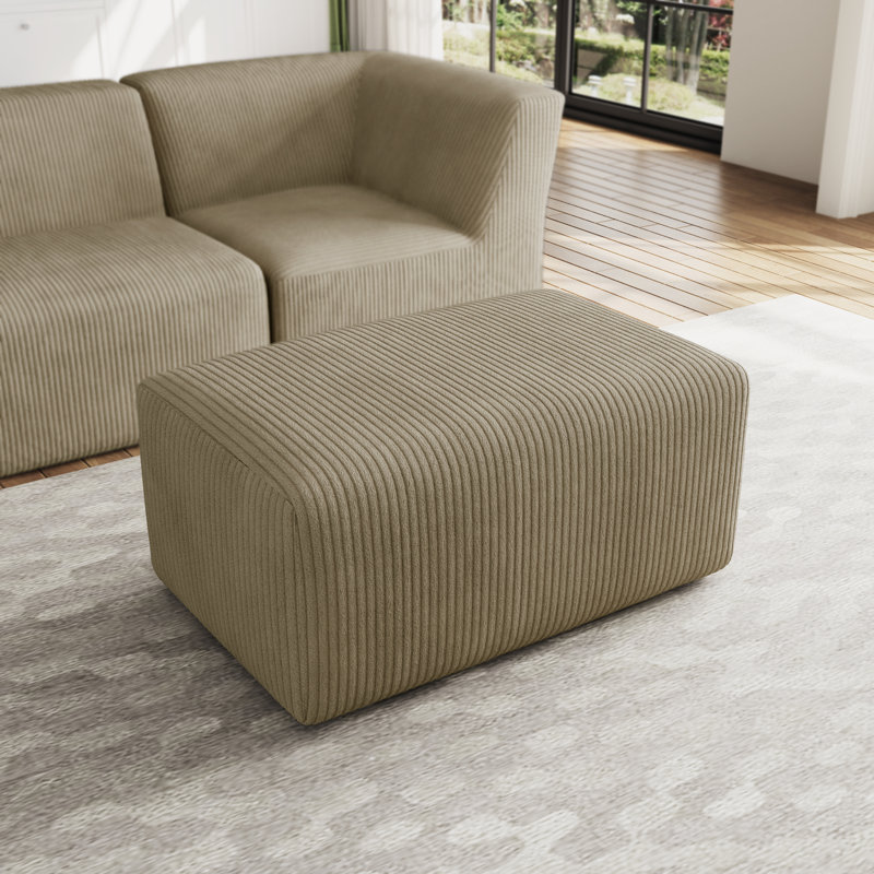 Berlare 90.9Cm Wide Rectangle Standard Ottoman, Khaki