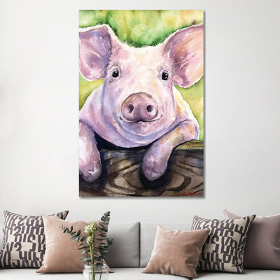 Smiling Pig by George Dyachenko - Wrapped Canvas Painting
