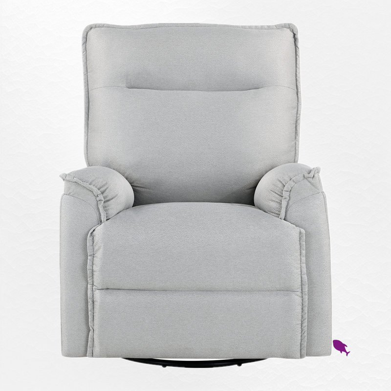 Addisyn Swivel and Rocker Recliner Chair, Gray 100% Linen