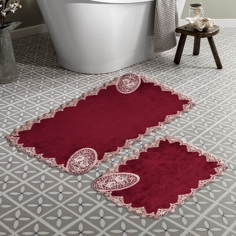 Boerner 2 Piece Bath Mat Set, Claret Red