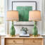 Ensemble de lampes de table 24,5 po, lampe de chevet en verre vert dégradé avec USB