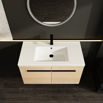 30 Inch Bathroom Vanity In Brown With Resin Sink And 2-Door Cabinet - Engineered Wood Build For Long-Term Durability To Scratches, Corrosion, Tarnish Versatile Use Bathroom, Outdoor Shower, Laundry