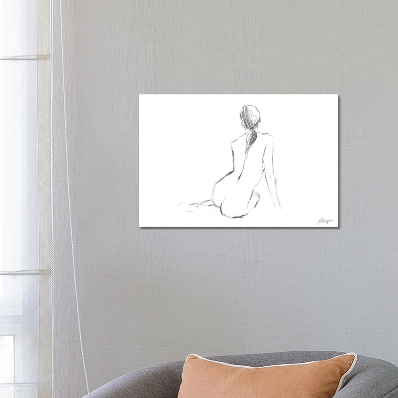 Figure contour II par Ethan Harper-impression de dessin, H 18 po x l 26 po x P 1,5 po, Toile tendue, Pas de tapis