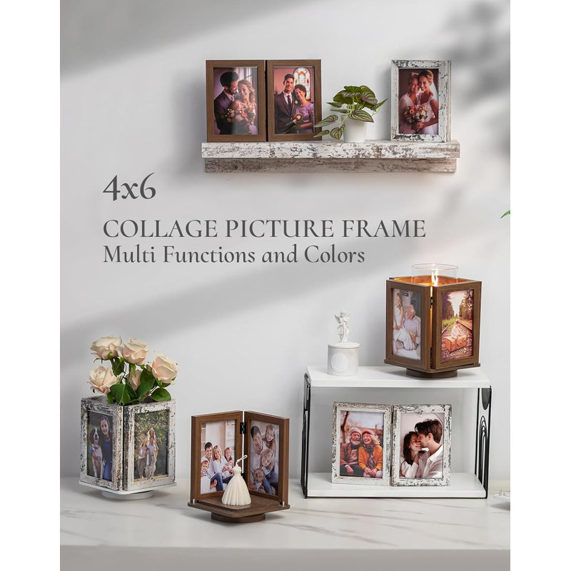 4x6 Picture Frames for Tabletop: Rotating Box Design, Brown