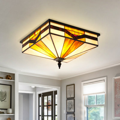 Tiffany 6"-Wide Retro Square Tiffany Ceiling Light
