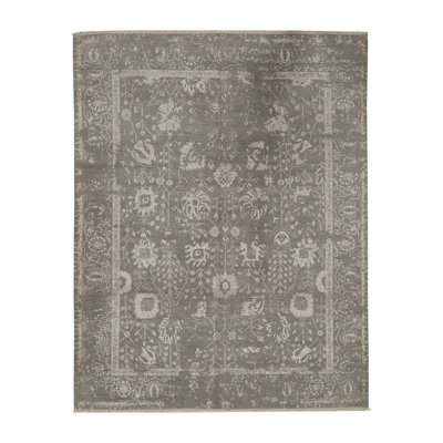 Tapis gris de haute qualité noué à la main