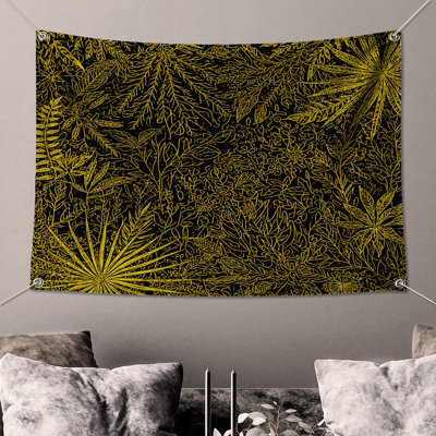 Tapisserie murale «Yellow Botanical Illustration» - décoration murale botanique