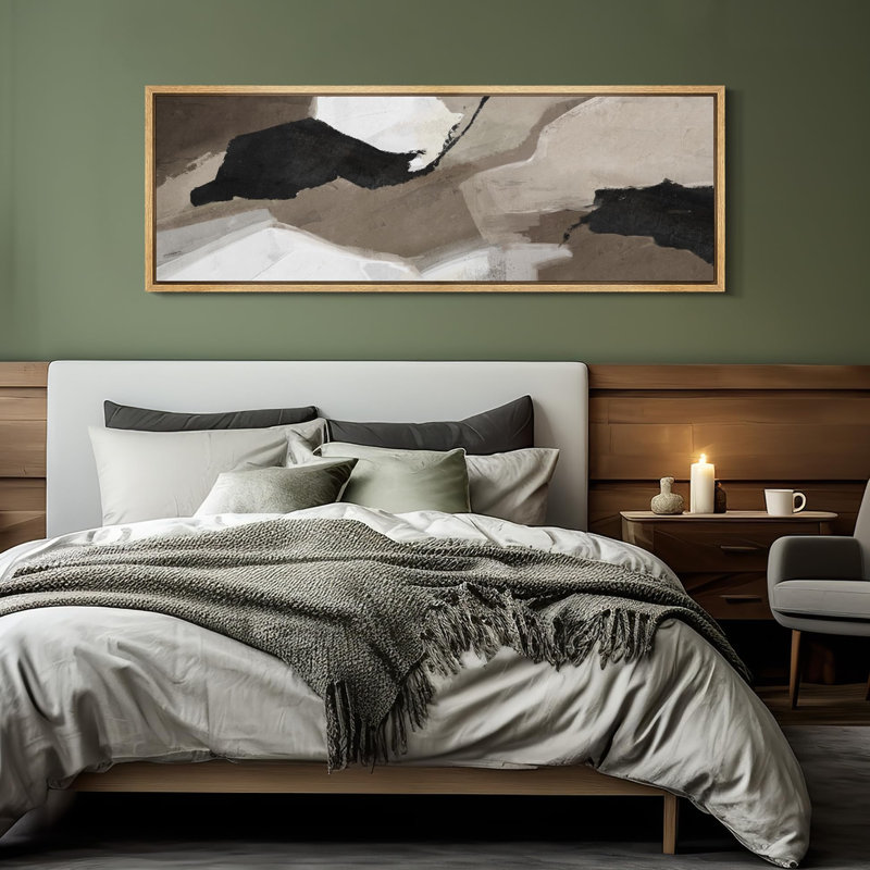 «Mid Century Shape Abstract Earth Tones», reproduction d'art sur toile, H 20 po x l 60 po, Naturel