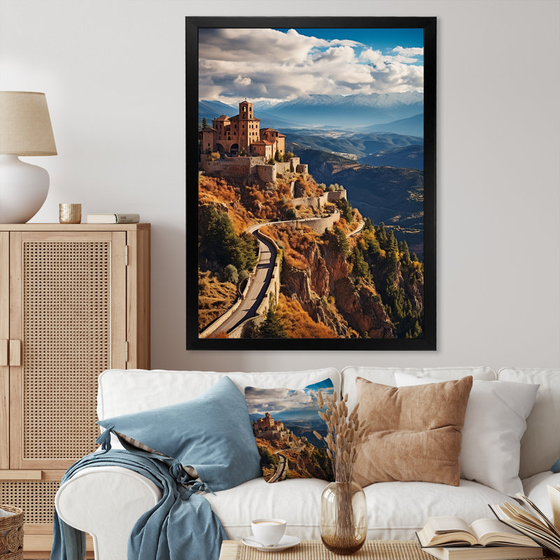 «Espagne Castle Sierra», reproduction sur toile, H 40 po x l 30 po x P 1,5 po, Cadre photo noir
