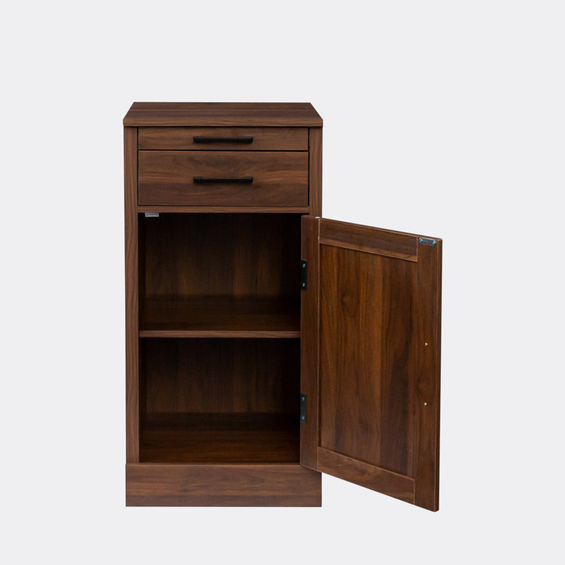 Buffet modulaire en noyer brun pour salle à manger - Bar à vin de grande capacité avec rangement élégant et fonctionnel