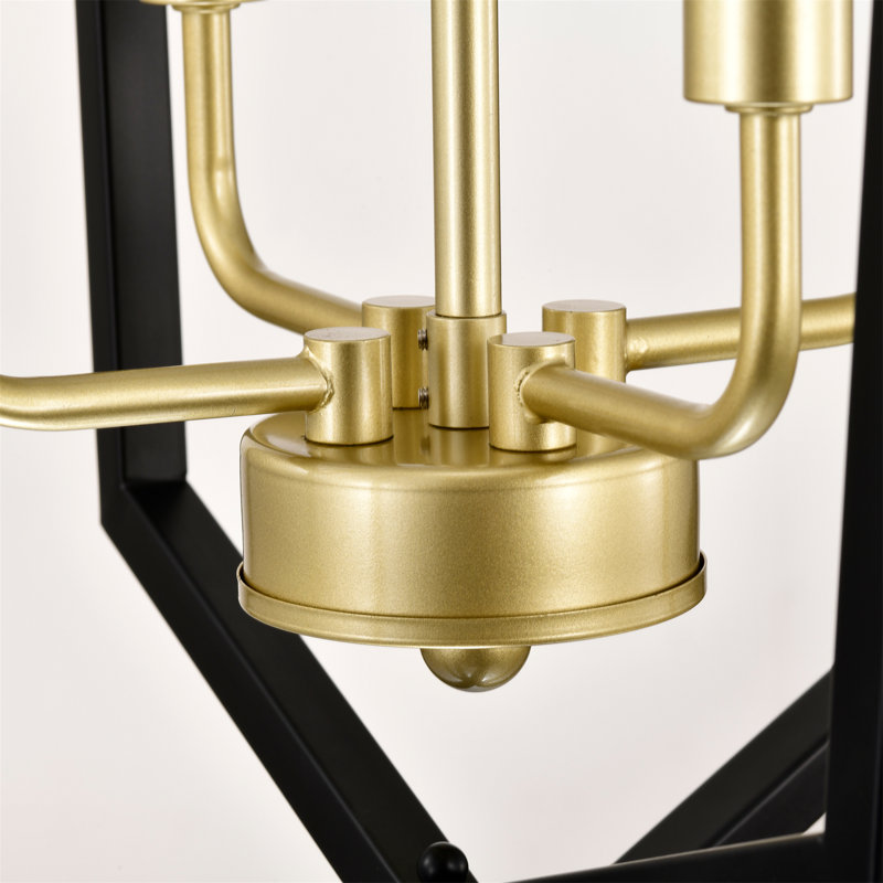 Black and Gold Metal Lantern 8-Light Farmhouse Chandelier