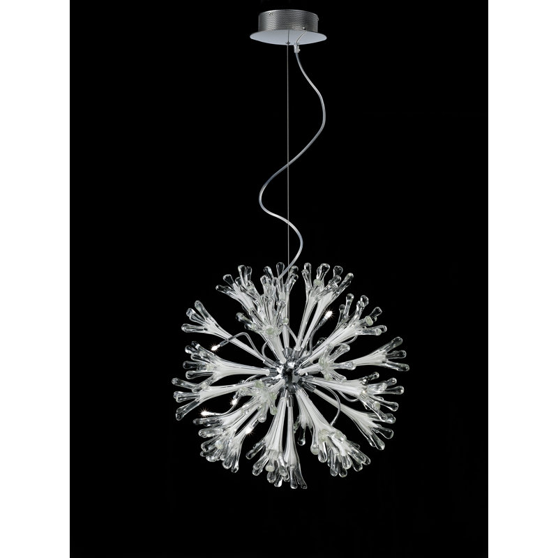 Lustre à spheres spoutnik 11 lumières avec accents de cristal Bardsley, H 130 po x l 32,5 po x P 32,5 po