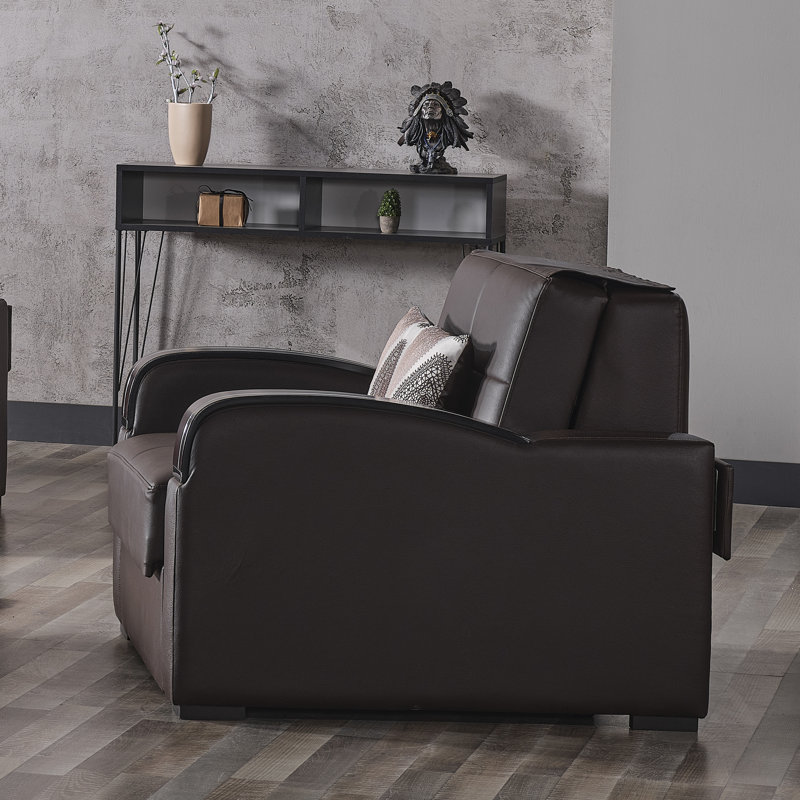 Cailyn Sleep Plus Upholstered Convertible 3-in-1 Sleeper Arm Chair With Storage, Brown