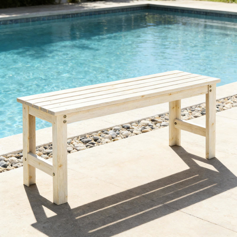 Banc en bois à lattes sans dossier pour le plaisir de la cour et du jardin, pin massif, finition naturelle, 47,2 po x 16,5 po, 16,5 po, charge de 440 lb, assemblage requis pour la détente dans le jardin, L l, capacité, nécessaire