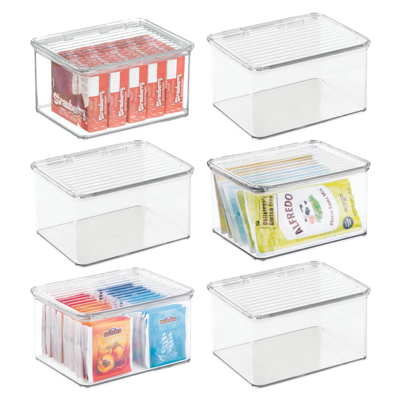 Boîte de rangement pour garde-manger à charnière empilable iDesign - Ensemble de 6 - Transparent