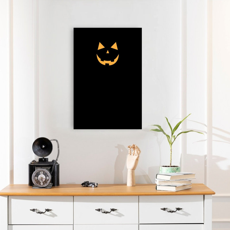 Affiche murale contemporaine citrouille d'Halloween, H 24 po x l 16 po