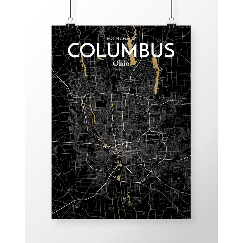 Columbus City Map - No Frame Print, 43.2cm H x 27.9cm W x 0.13cm D