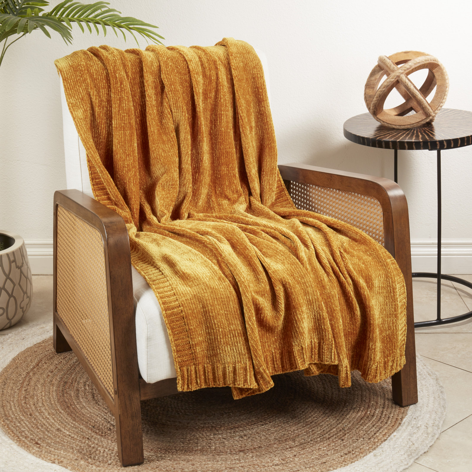 Carley Knit Throw Blanket, Yellow