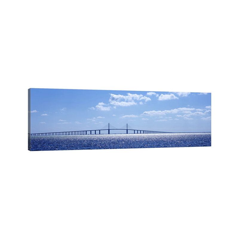 Bridge Across A Bay, Sunshine Skyway Bridge, Tampa Bay, Florida, USA - Wrapped Canvas Panoramic Print
