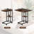 Allyson Rustic Brown Foldable Expandable C-Shaped End Table With Storage & Wheels For Living Room