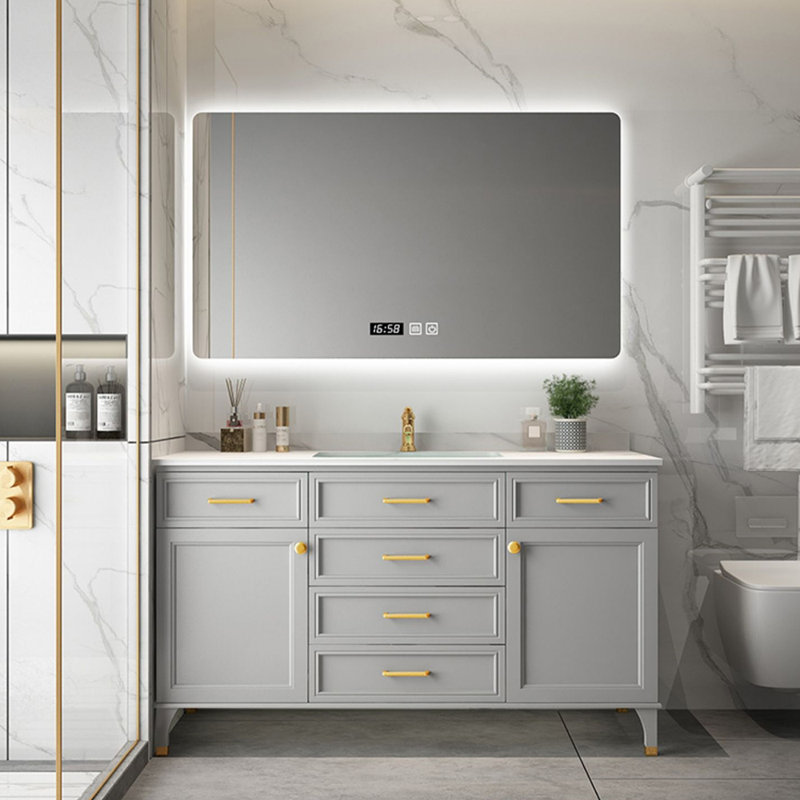 Meuble-lavabo Nordic, Gris clair, H 32,7 po x l 51,2 po x P 21,7 po