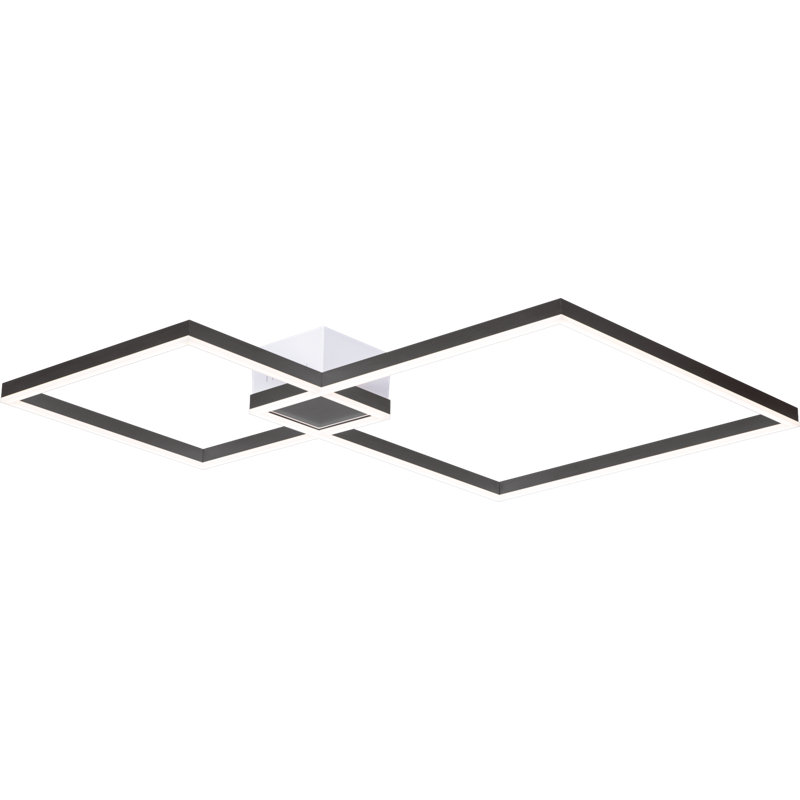Plafonnier encastré à DEL en acrylique Rients, Gris foncé satiné, H 3,5 po x l 28,4 po x P 28,4 po