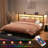 Floating Bed Frame with Storage Headboard,Modern Metal Platform Bed with LED & Charging Station,No Box Spring Needed-415207673