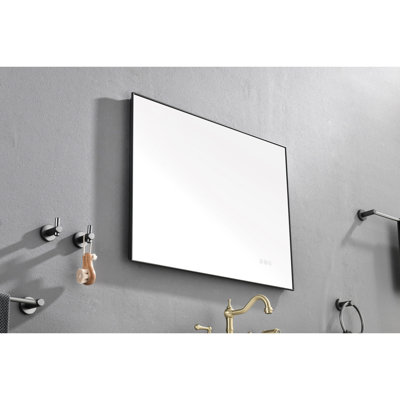 Miroir de salle de bain pour salle de bain avec DEL 32 x 24 pouces - brouillard, fixation murale, grand, réglable, adapté au maquillage et au brouillard de soins de la peau, illumine une routine de soins personnels impeccable