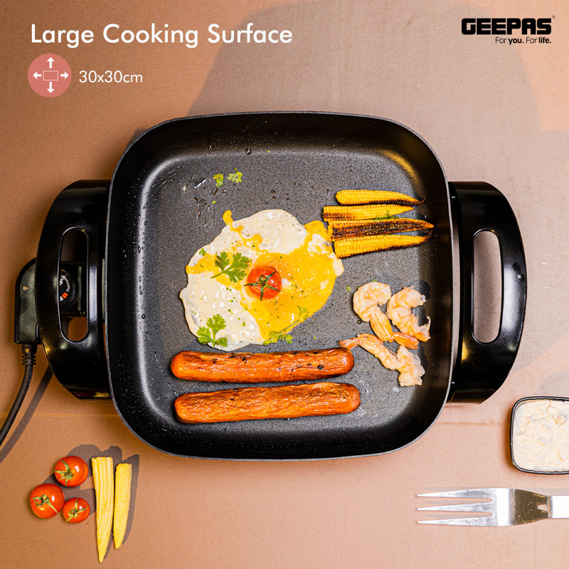 Geepas Non Stick Electric Skillet with Glass Lid