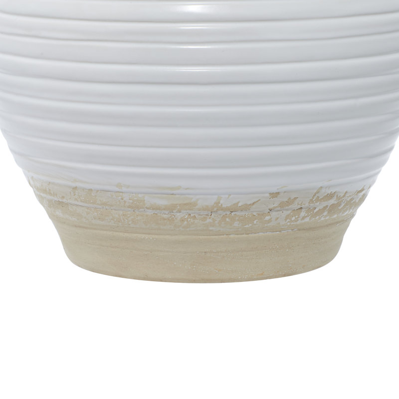 Pot à fleurs en grès laqué Marion, Blanc