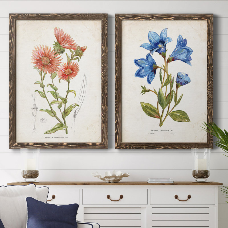 «Botanical I», ensemble de 2 reproductions d'art, Pas de tapis, Toile avec cadre en noyer, H 37,5 po x l 55 po x P 1,5 po