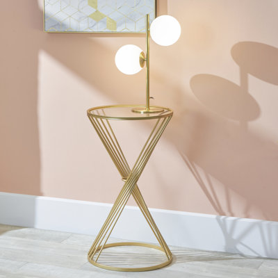 Lebanon Glass Top Pedestal End Table