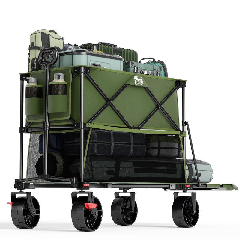 Wagon pliant à grande capacité 400L avec freins, Vert