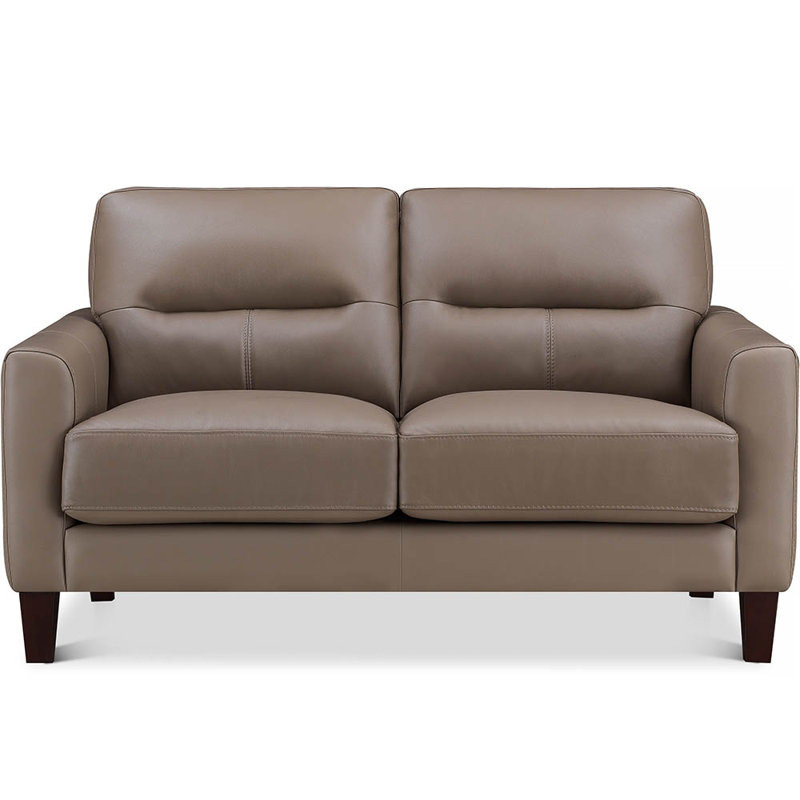 Schneider Top Grain Leather Loveseat, Schneider Heathered Gray Genuine Leather