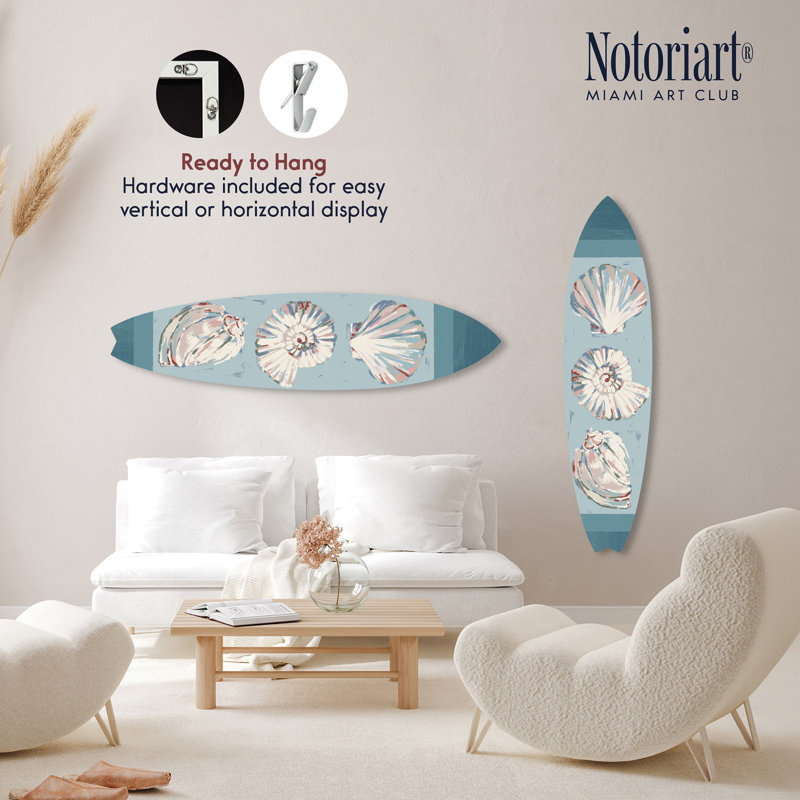 Coastal Blue and White Acrylic Surfboard Wall Art