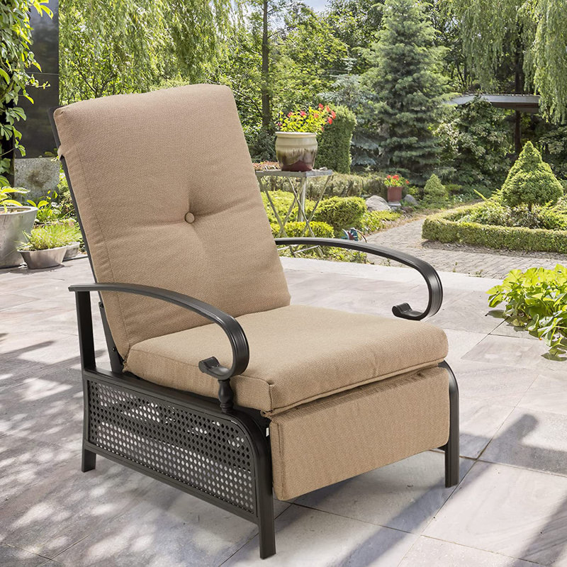 Chaise de patio inclinable avec coussins, Beige