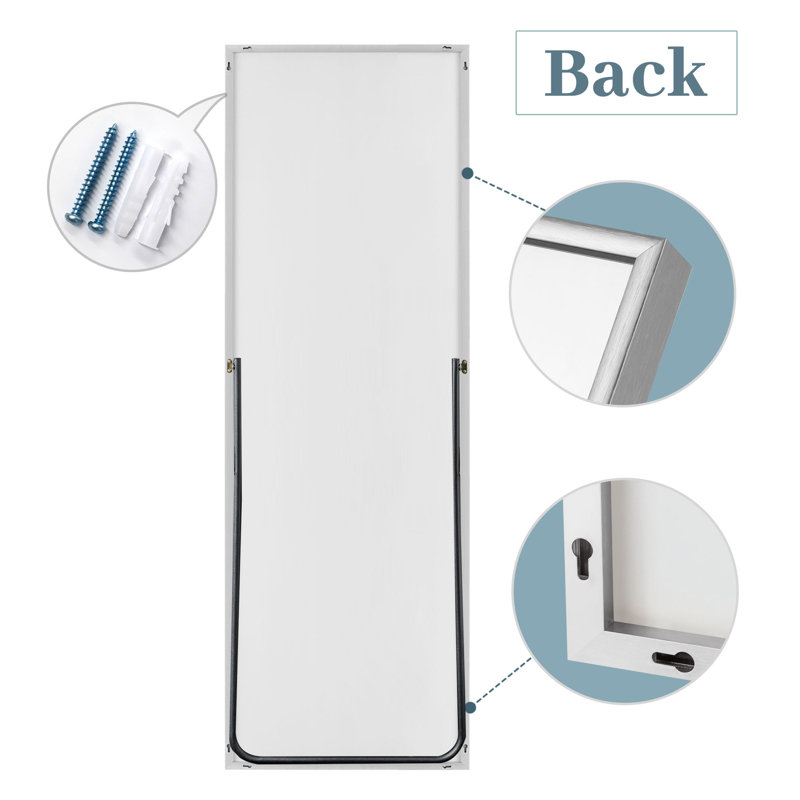 Adhvika Metal Flat Mirror, Silver, 59" x 20"