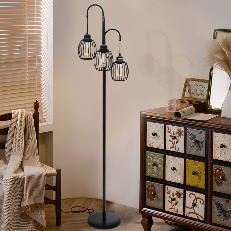 Kathelene 69‘’ H Tree Floor Lamp With 3 LED Bulbs And Remote Control