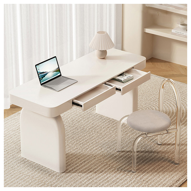 Bureau de style français en bois massif crème, H 29,53 po x l 62,99 po x P 23,62 po